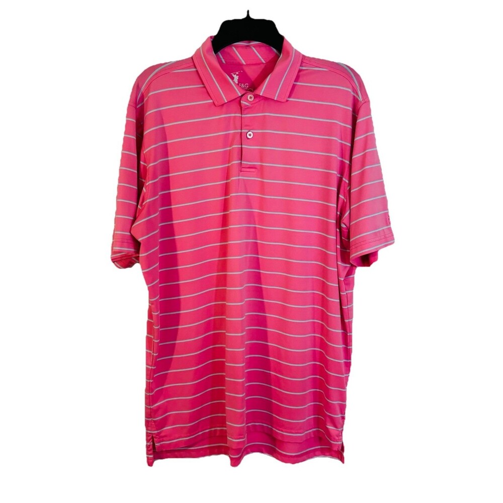 F&G Tech Golf Polo Shirt Mens Medium Myers Park Country Club MPCC Striped